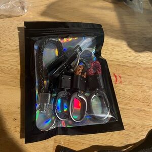 Assorted Creative Leather Metal Clasps Car Keychains with Metal ( 4 total)